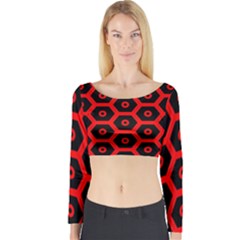 Red Bee Hive Texture Long Sleeve Crop Top by Nexatart