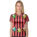 Star Christmas Greeting Women s V-Neck Sport Mesh Tee View1