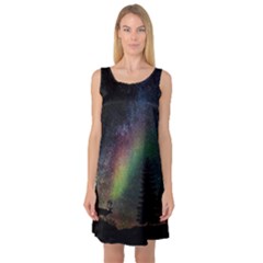 Starry Sky Galaxy Star Milky Way Sleeveless Satin Nightdress by Nexatart