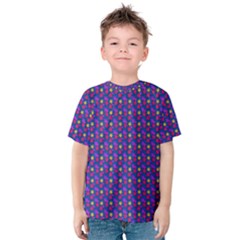 Beach Blue High Quality Seamless Pattern Purple Red Yrllow Flower Floral Kids  Cotton Tee