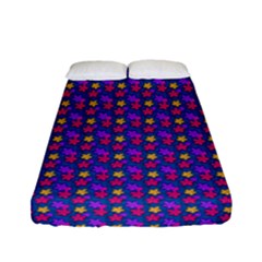 Beach Blue High Quality Seamless Pattern Purple Red Yrllow Flower Floral Fitted Sheet (Full/ Double Size)