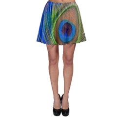 Blue Peacock Feather Skater Skirt