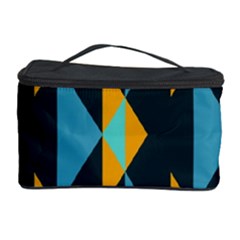 Yellow Blue Triangles Pattern                                                        Cosmetic Storage Case by LalyLauraFLM