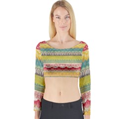 Colorful Bohemian Long Sleeve Crop Top by Brittlevirginclothing