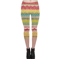 Colorful Bohemian Capri Leggings  by Brittlevirginclothing