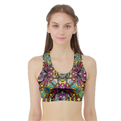 Traitional Floral Purple Sports Bra With Border by Brittlevirginclothing