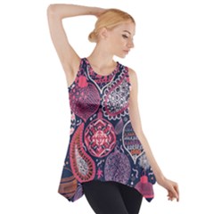 Colorful Bohemian Purple Leaves Side Drop Tank Tunic by Brittlevirginclothing