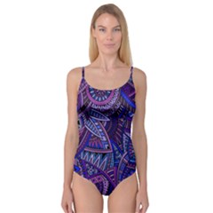 Abstract Electric Blue Hippie Vector  Camisole Leotard 