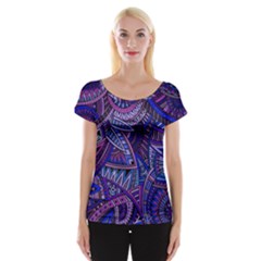 Abstract Electric Blue Hippie Vector  Women s Cap Sleeve Top by Brittlevirginclothing