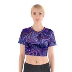 Abstract Electric Blue Hippie Vector  Cotton Crop Top