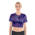 Abstract electric blue hippie vector  Cotton Crop Top View1