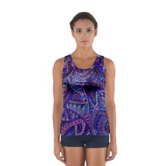 Abstract Electric Blue Hippie Vector  Women s Sport Tank Top  by Brittlevirginclothing