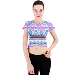 Tribal Pastel Hipster  Crew Neck Crop Top