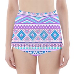 Tribal Pastel Hipster  High-waisted Bikini Bottoms by Brittlevirginclothing