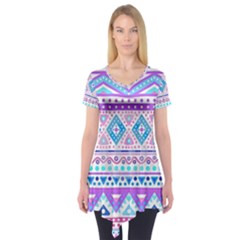 Tribal Pastel Hipster  Short Sleeve Tunic  by Brittlevirginclothing