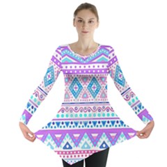 Tribal Pastel Hipster  Long Sleeve Tunic  by Brittlevirginclothing