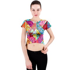 Colorful Hipster Classy Crew Neck Crop Top by Brittlevirginclothing