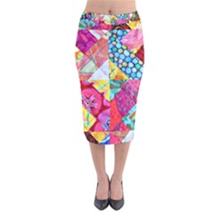 Colorful Hipster Classy Velvet Midi Pencil Skirt by Brittlevirginclothing