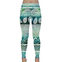 Deep Blue Tribal Classic Yoga Leggings by Brittlevirginclothing
