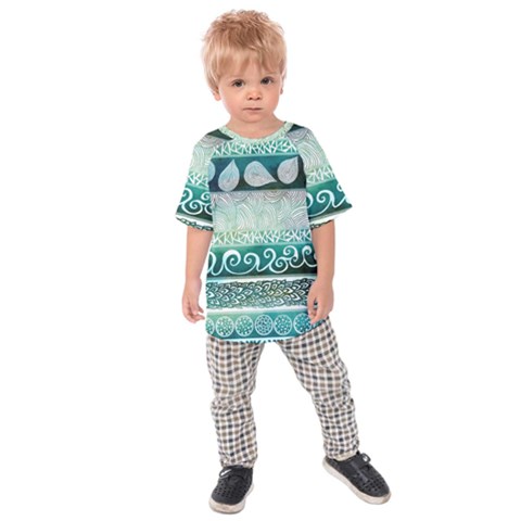 Deep Blue Tribal Kids  Raglan Tee by Brittlevirginclothing