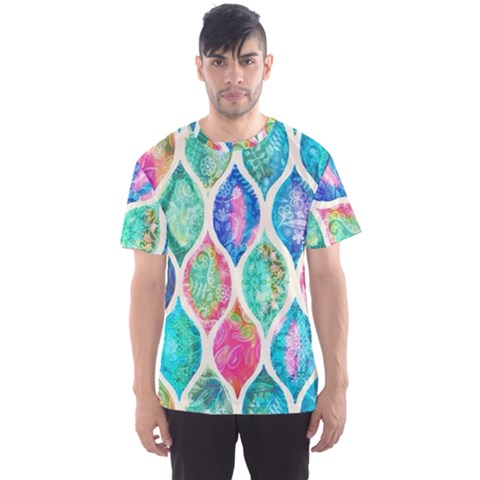 Rainbow Moroccan Mosaic  Men s Sport Mesh Tee by Brittlevirginclothing