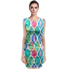 Rainbow Moroccan Mosaic  Classic Sleeveless Midi Dress