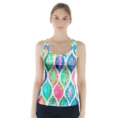 Rainbow Moroccan Mosaic  Racer Back Sports Top by Brittlevirginclothing