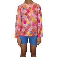 Warm Moroccan Mosaid Kids  Long Sleeve Swimwear by Brittlevirginclothing