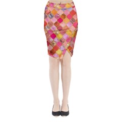 Warm Moroccan Mosaid Midi Wrap Pencil Skirt by Brittlevirginclothing