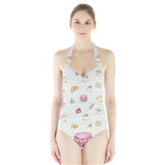 Cute Cakes Halter Swimsuit by Brittlevirginclothing
