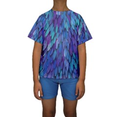 Blue Bird Feather Kids  Short Sleeve Swimwear by Brittlevirginclothing