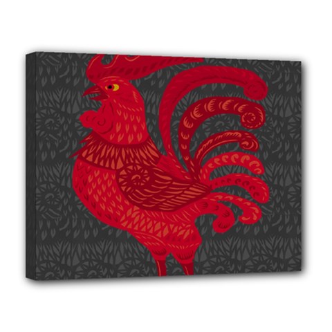 Red Fire Chicken Year Canvas 14  X 11  by Valentinaart