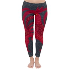 Red Fire Chicken Year Classic Winter Leggings by Valentinaart