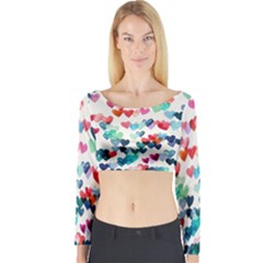 Cute Rainbow Hearts Long Sleeve Crop Top by Brittlevirginclothing