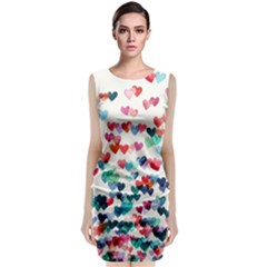 Cute Rainbow Hearts Classic Sleeveless Midi Dress