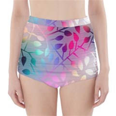 Colorful Leaves High-waisted Bikini Bottoms by Brittlevirginclothing