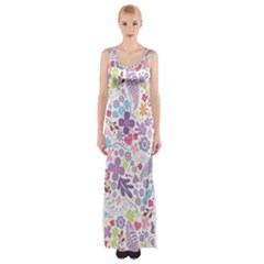 Colorful Flower Maxi Thigh Split Dress by Brittlevirginclothing