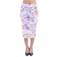 Colorful Flower Velvet Midi Pencil Skirt by Brittlevirginclothing