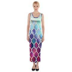 Purple Moroccan Mosaic Fitted Maxi Dress by Brittlevirginclothing