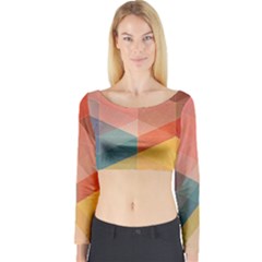 Colorful Warm Colored Quares Long Sleeve Crop Top by Brittlevirginclothing