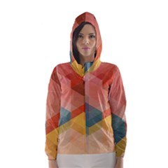 Colorful Warm Colored Quares Hooded Wind Breaker (women) by Brittlevirginclothing