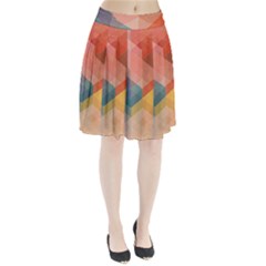 Colorful Warm Colored Quares Pleated Skirt