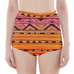 Warm Tribal High-waisted Bikini Bottoms by Brittlevirginclothing