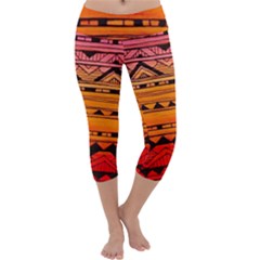 Warm Tribal Capri Yoga Leggings by Brittlevirginclothing