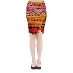 Warm Tribal Midi Wrap Pencil Skirt by Brittlevirginclothing