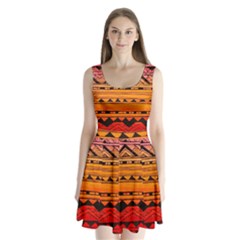 Warm Tribal Split Back Mini Dress  by Brittlevirginclothing