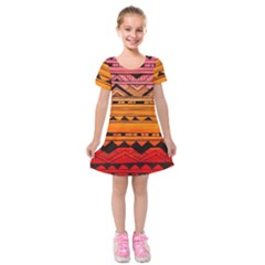 Warm Tribal Kids  Short Sleeve Velvet Dress by Brittlevirginclothing