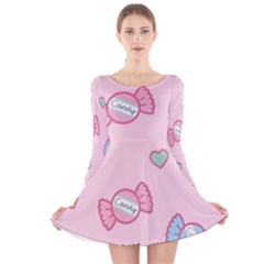 Cute Candy Long Sleeve Velvet Skater Dress