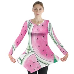 Cute Watermelon Long Sleeve Tunic  by Brittlevirginclothing