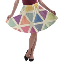 Colorful Triangle A-line Skater Skirt by Brittlevirginclothing